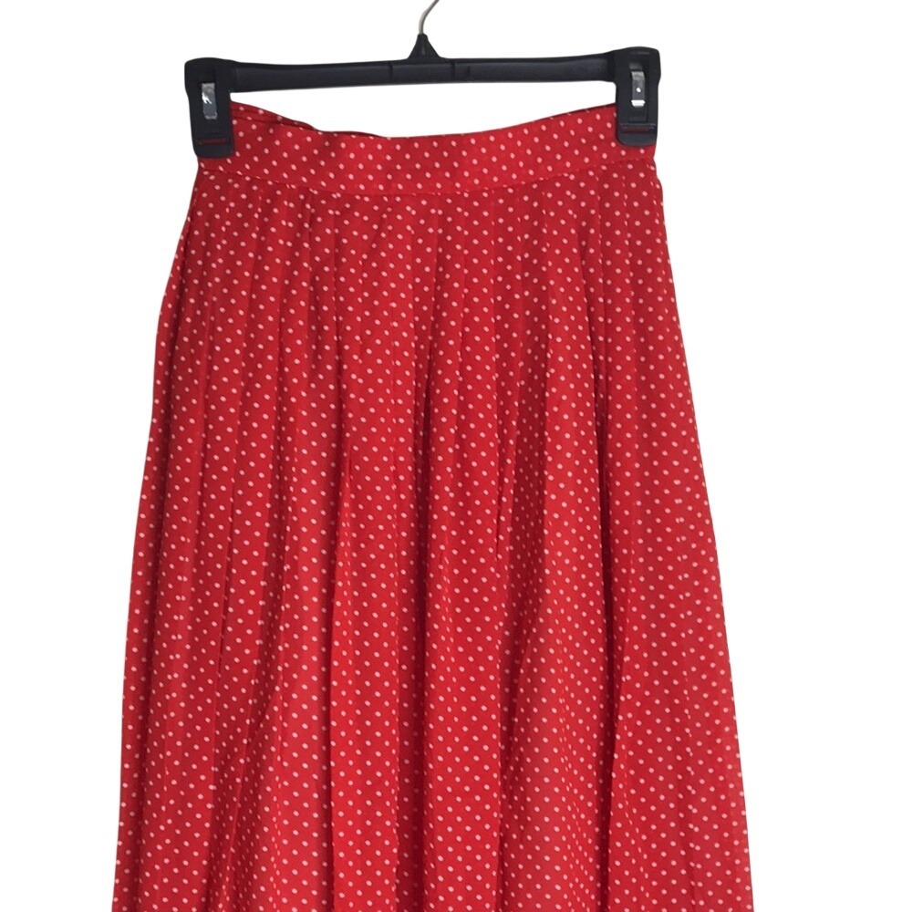 JH Collectibles Women's Pleated A-Line Skirt Red Polka Dot Size 4 - Picture 2 of 10